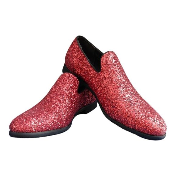 MEN'S FREDERICO LEONE RED SPARKLE TUXEDO SHOE. FS357. - Picture 2 of 7